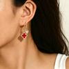 European and American Style Women's Earrings, Geometric Drip Oil Four-leaf Clover Diamond-set Design Stud Earrings, Versatile High-end Earrings