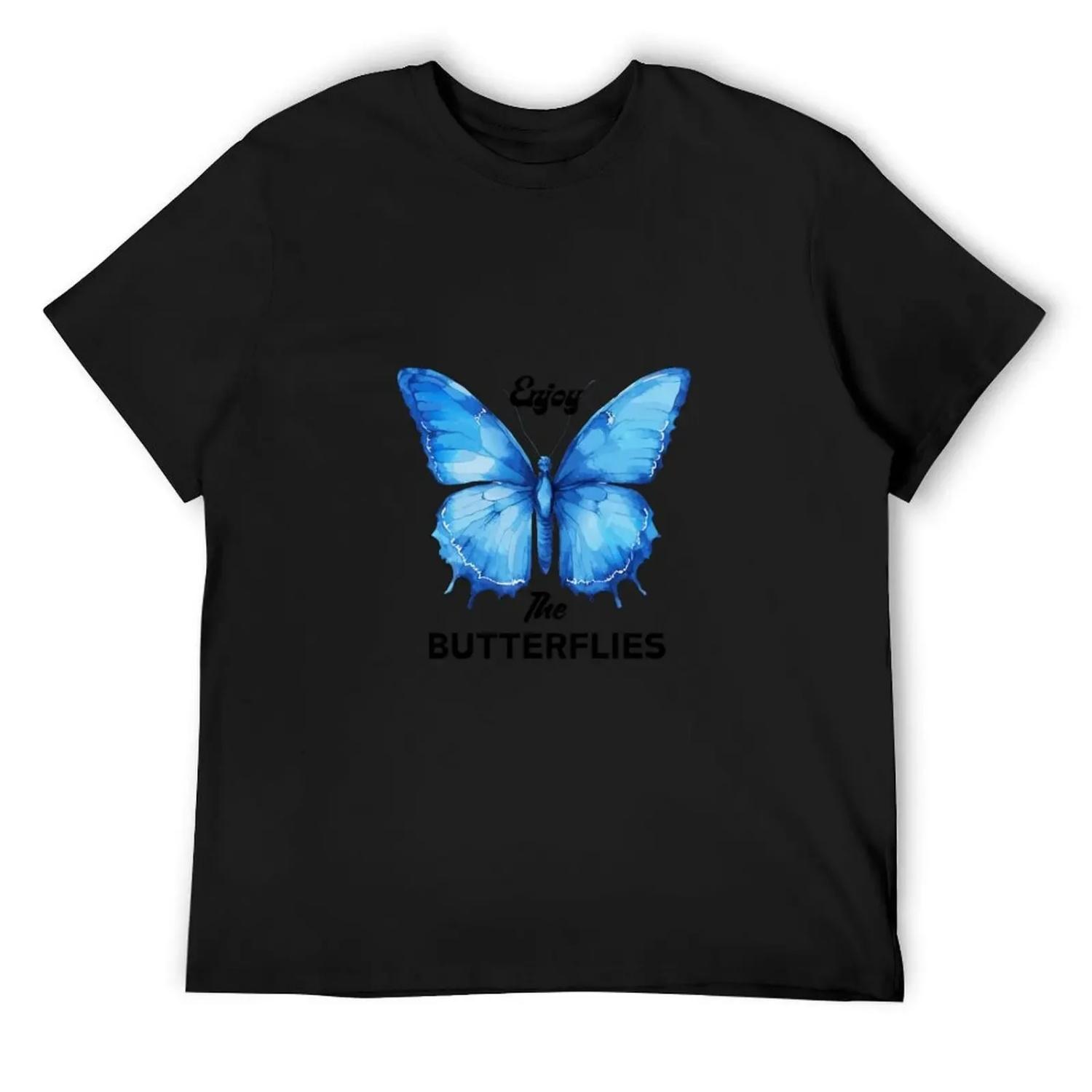 Enjoy the Butterflies T-Shirt Aesthetic clothing summer shirt oversized graphic tee t shirts for men pack S