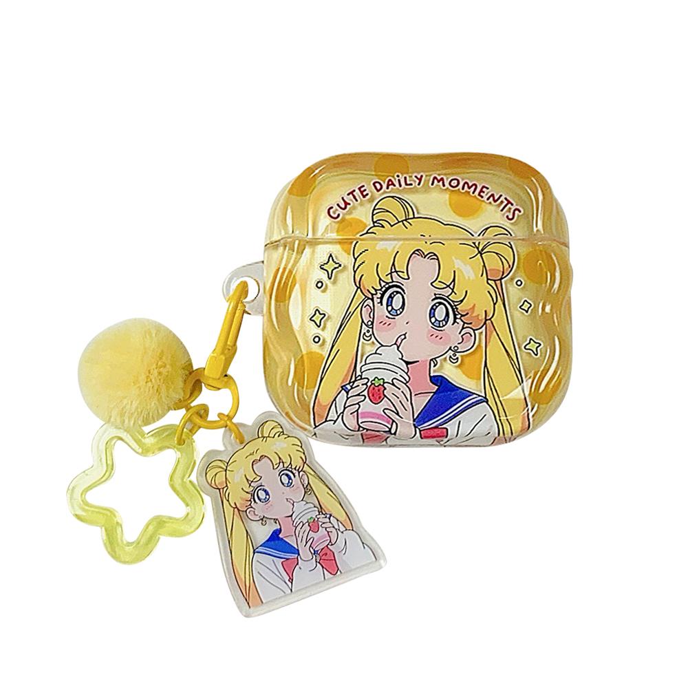 Anime Sailor Moon Cute Cartoon Earphone Case For Airpods 4 2 3 1 Pro 3 2 Wireless Bluetooth Headset Protective Hard Cover