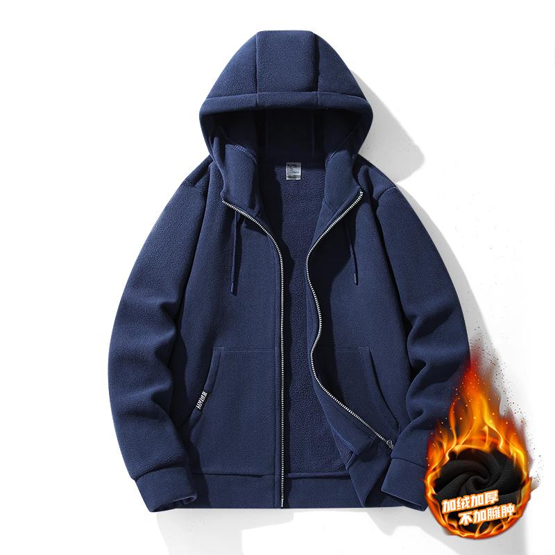 

Jacket, Hooded Fleece Jacket, Cardigan, Outerwear, Fleece-lined and Thickened,Stand Collar Sweater,Cardigan,Casual Fleece Jacket M синий