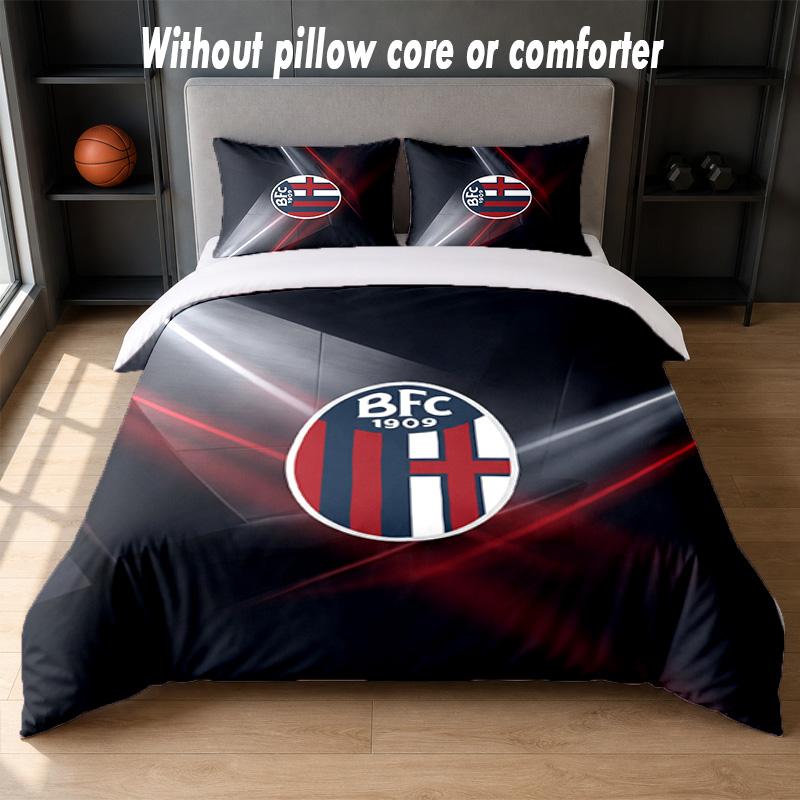 Bologna FC Design Bed Bedding Set 1 Duvet Cover + 2 Pillowcases Soft Breathable Household Bed Linens