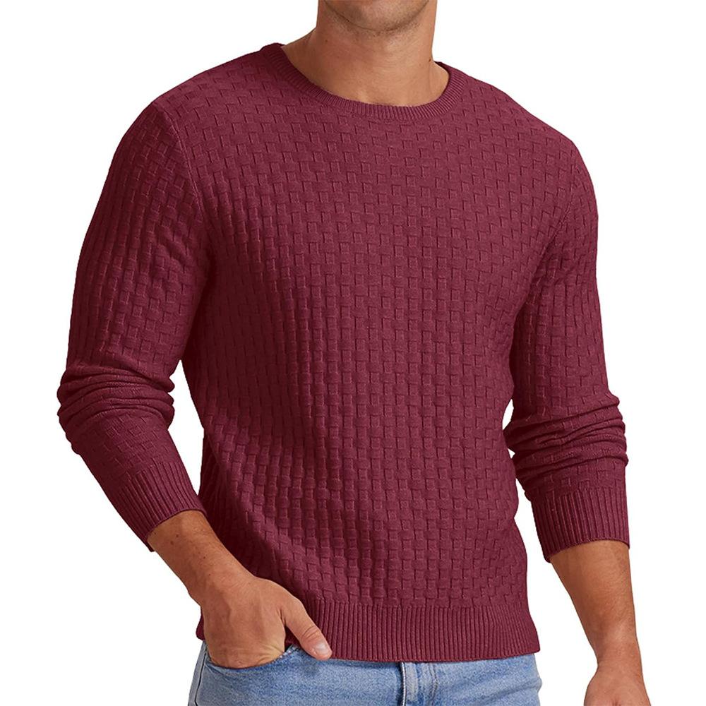 Men's Knit Sweater Round Neck Textured Pattern Casual Pullover Multi-Color Options