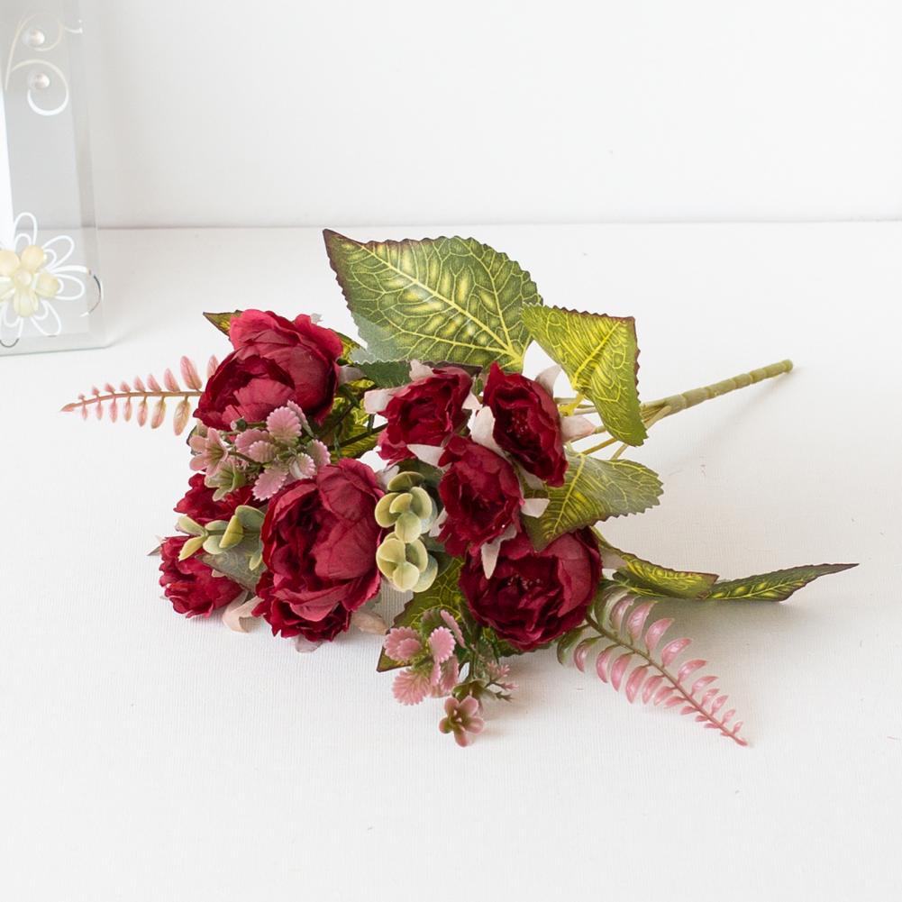 Imitation Peony No Water Need Faux Silk Flower Pastoral DIY  Pretty Multi Heads Faux Silk Flower