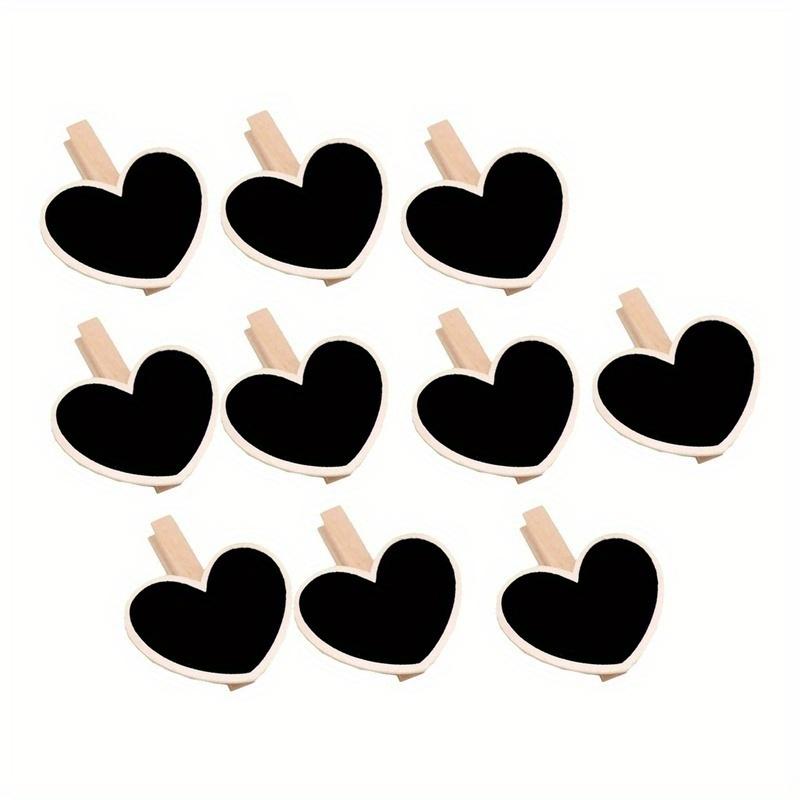 10pcs Decorative Blackboard Message Clip, Heart Shaped Memo Clip, Suitable for DIY Crafts,Birthday Travel Commemorative Supplies