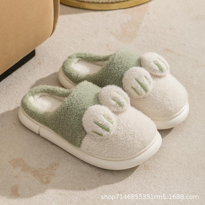 

Зимние женские милые мультяшные кошачьи когти с толстым бархатом противоскользящие теплые и удобные для домашнего использования тихие парные хлопковые тапочки для мужчин 41 светло-зеленый
