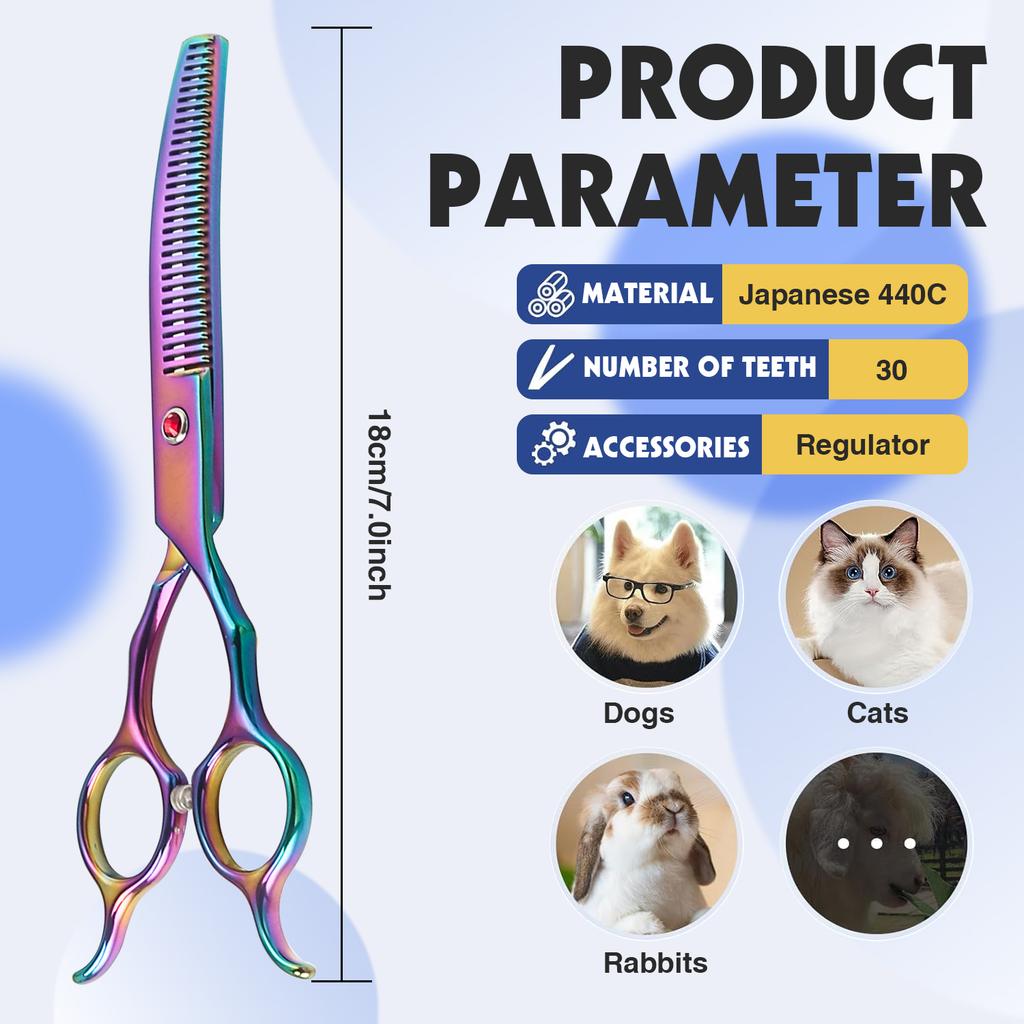 Dubbele Staart Gebogen Schaar voor het Prachtig Knippen van Hondenvacht Professionele Hondentrimschaar Huisdier Gebogen Verdunningsschaar