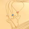 Bohemian Colorful Dripping Oil Flower Necklaces for Women Girls Simple Vacation Pulling Collarbone Necklaces Jewelry Accessories