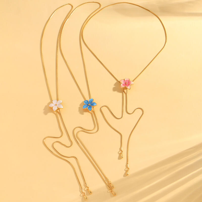 Bohemian Colorful Dripping Oil Flower Necklaces for Women Girls Simple Vacation Pulling Collarbone Necklaces Jewelry Accessories