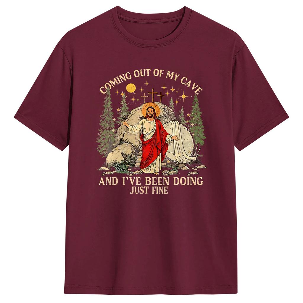 Coming Out of My Cave the Jesus Resurrection EasterTShirt Summer Fashion TShirts Cotton Comfortable Tees ShortSleeved