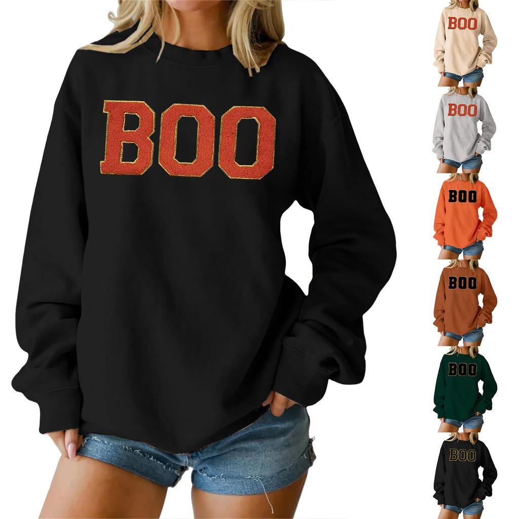 Women's Round Neck Printed Tops Cotton Casual Fashion Long Sleeve Pullover Top Blouse