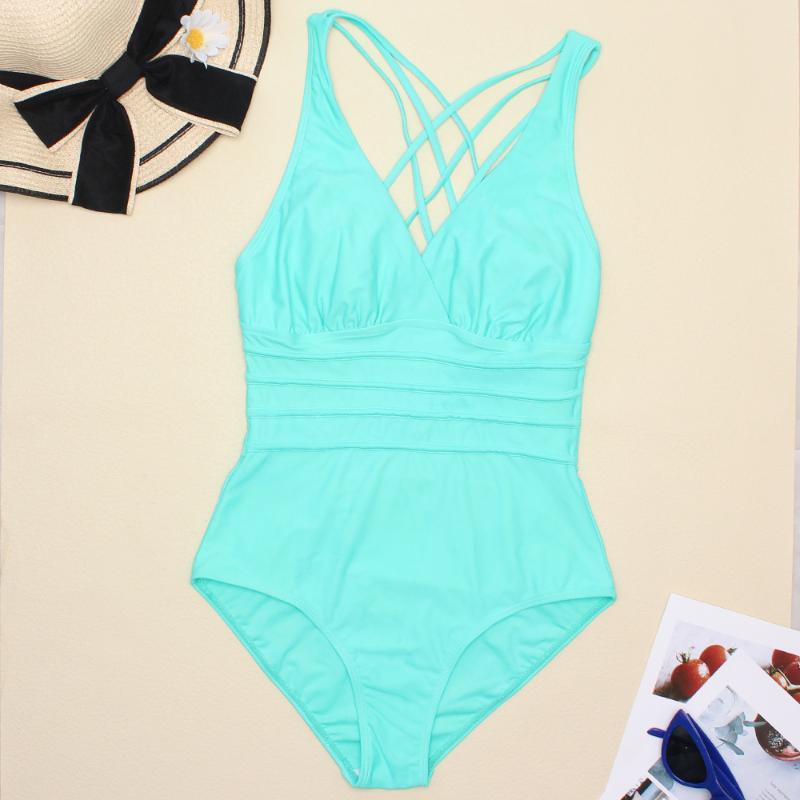 Women Printed One Piece Swimwear Sexy Backless Swimsuit V Neck Summer Beach Wear Slimming Bathing Suit S~XXL