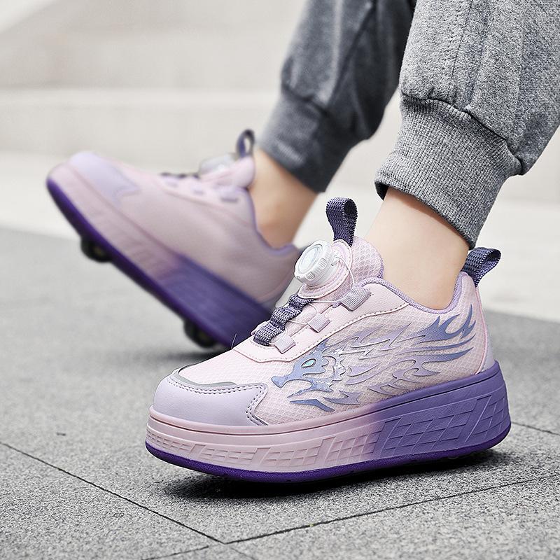 

Модные кроссовки на роликах для одноклассников весна и осень 2025 сетка средние и большие детские колесные туфли мужские и женские детские спо 30