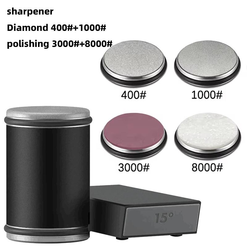 Nová válcová bruska na nože Oboustranný diamantový brusný kámen 15_20° stupňů Magnetický úhel Válcové ostření pro kuchyni