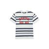 Maglietta Casual Unisex Boston Red Sox a Strisce Girocollo Manica Corta con Stampa Stile Collegiale MLB Spalla Cadente Avorio 3ATSV0433-43IVS