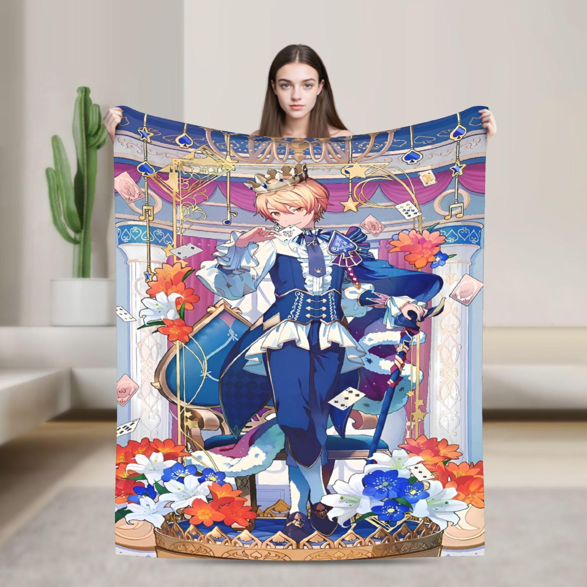 Warm Blanket Travel Anime Tsukasa Tenma Throw Blanket Flannel Bedspread For Couch Chair Sofa Bed Fashion Sofa Bed Cover 75x90cm