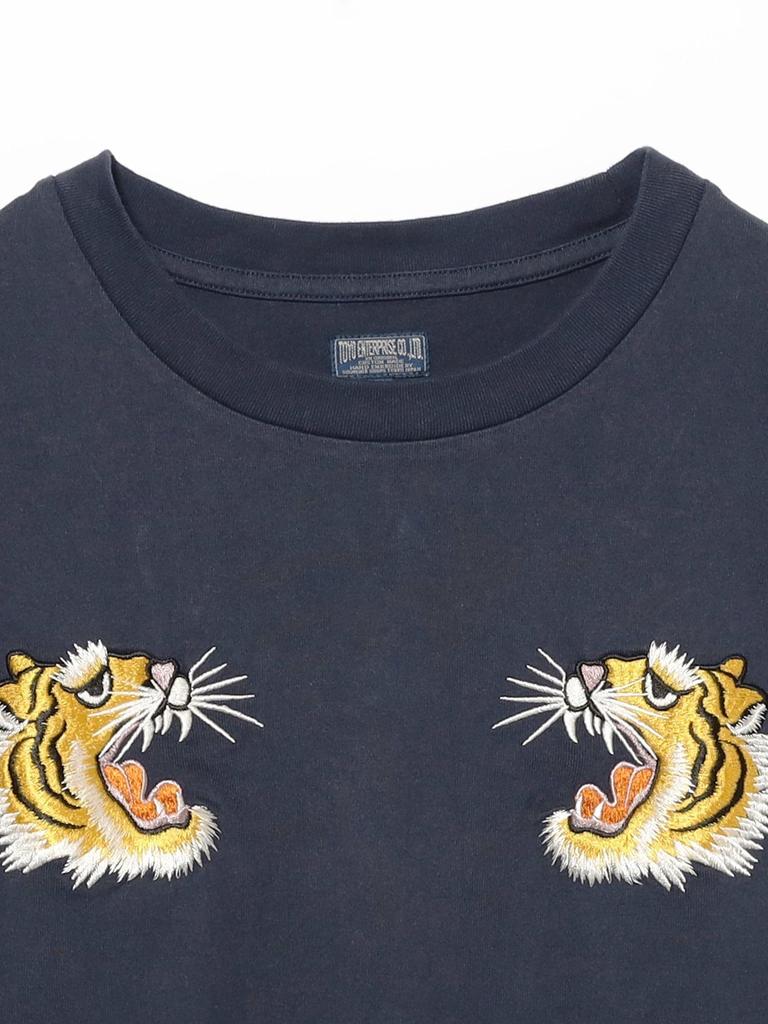 Beams Boy Long Sleeve Tee by Tailor Toyo SUKA T-Shirt In Embroidered "Tiger" Navy, Women's, Size M