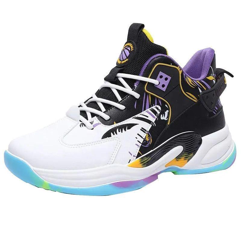 

Мужские водонепроницаемые кожаные высокие баскетбольные кроссовки — универсальные, модные, повседневные туфли для папы для тренировок 44 фиолетовый/белый