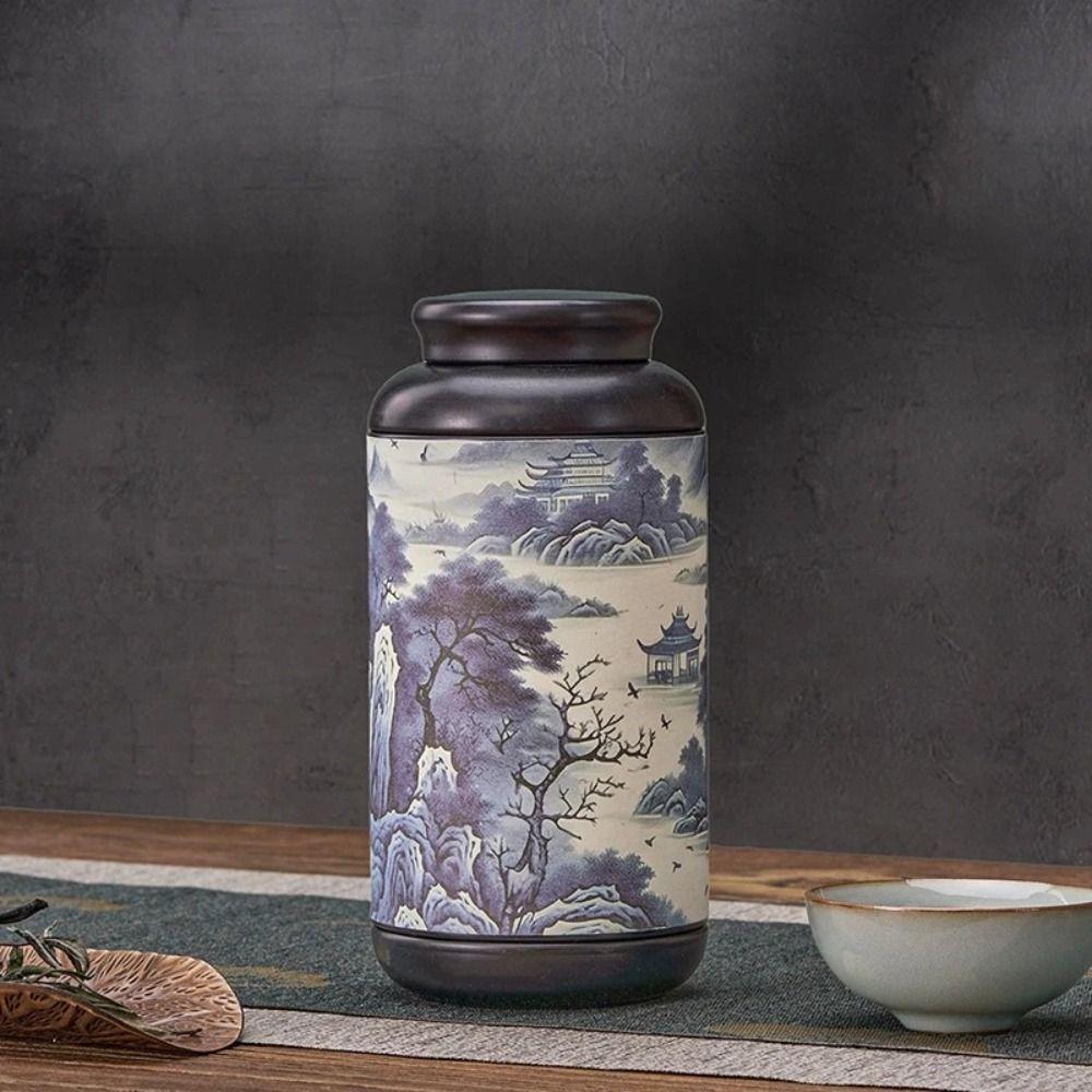 Portable Tea Can Vintage Metal Storage Box Decorative Accessories Tea Storage Jar Living Room