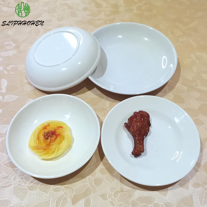 White Round Small Dish Fruits Snacks Plate Restaurant Hotel A5 Melamine Imitation Porcelain Tableware