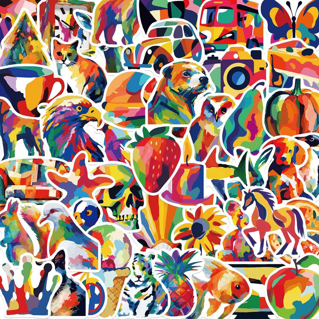 50 Colored Lines Animal Graffiti Stickers Guitar Laptop Suitcase DIY Waterproof Stickers