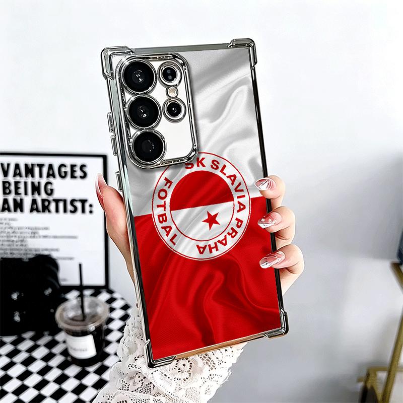 Sk Slavia Praha Czech Republic Soft Phone Case For Samsung Galaxy S26 Ultra S25 Edge S24 FE S23 Plus S22 S21 + S20 Plating Anti-
