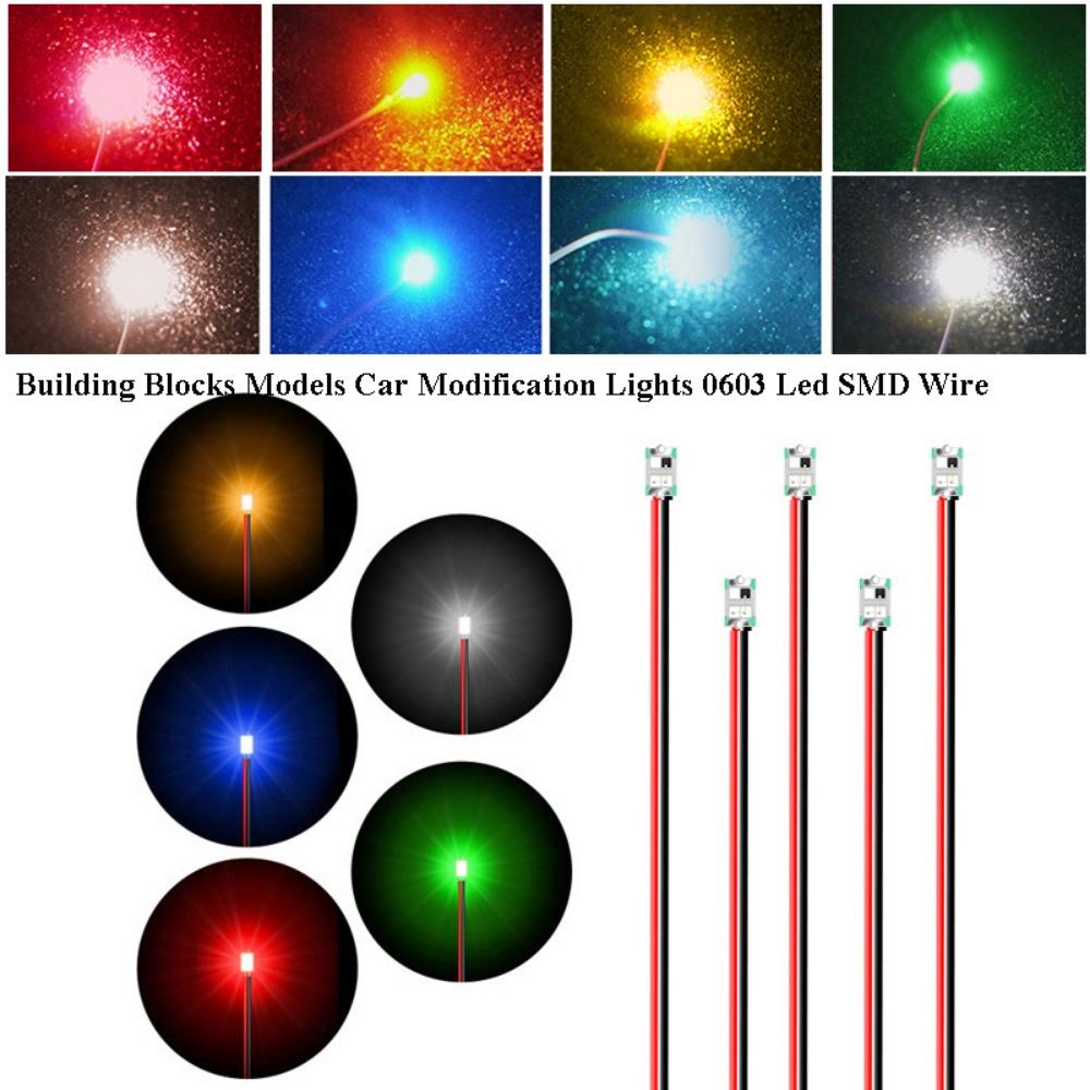 5pcs 0603 Models Car Modification Lights DIY Materials Led SMD Wires Red Black Line For Model Train