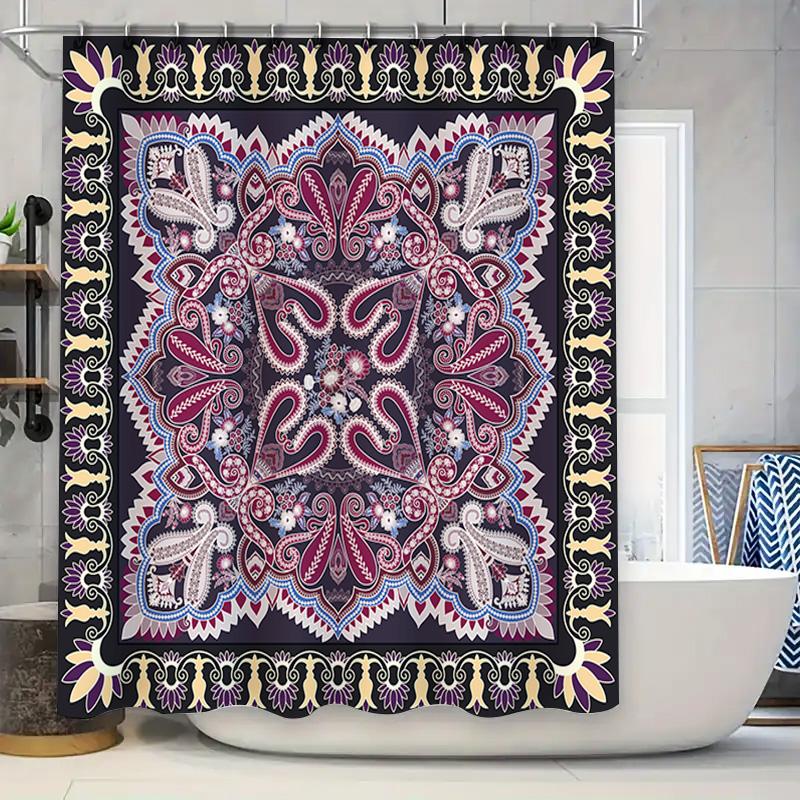 

Beautiful Paisley Pattern Shower Curtain For Bathroom Decor Home Decoration Waterproof Fabric Size 180X240Cm Multiple Colors Ava W60H190(CM)-1 Pcs