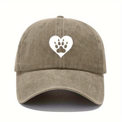 Claw Print Love Print Baseball Cap Retro Cap Adjustable Unisex Sun Protection Duckbill Cap