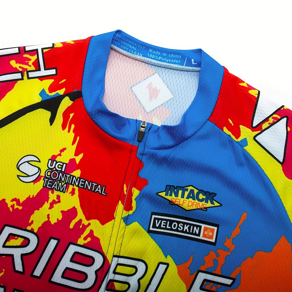 Men's Vibrant Splash Cycling Jersey - Short Sleeve, Round Neck, Polyester - Ideal for Summer Racing & MTB Biking, Cycling Accessories