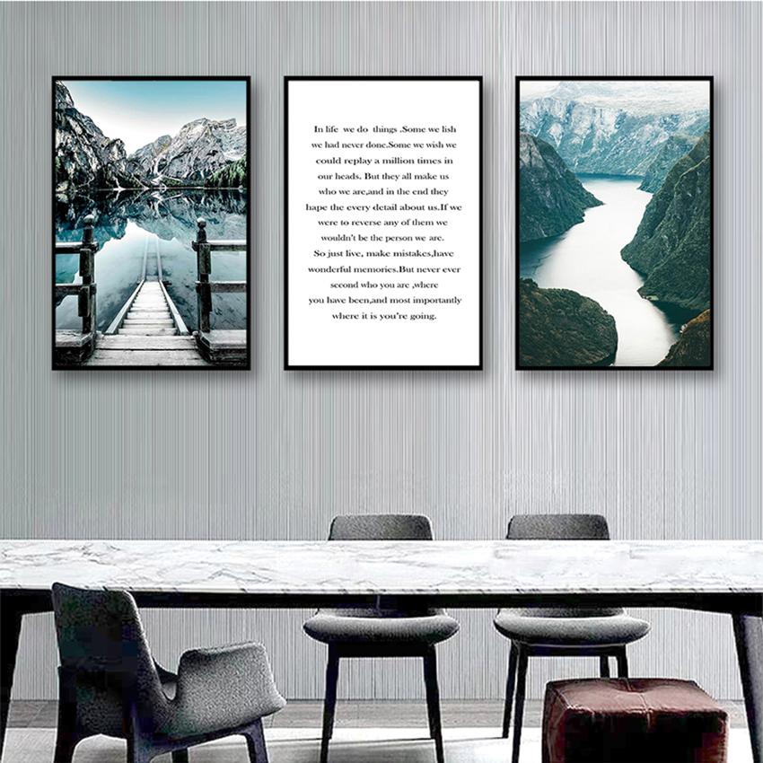 İskandinav Tarzı Duvar Sanatı Tuval Baskı Boyama Oturma Odası Dekorasyon Resim İskandinav Dolomites Göl Doğa Manzara