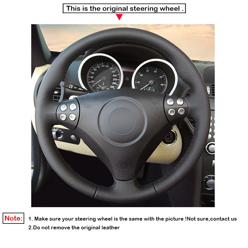 Black PU Faux Leather Car Steering Wheel Cover for Mercedes Benz SLK-Class W170 W171 SLK 200 280 350 2004-2008 C230 Kompressor