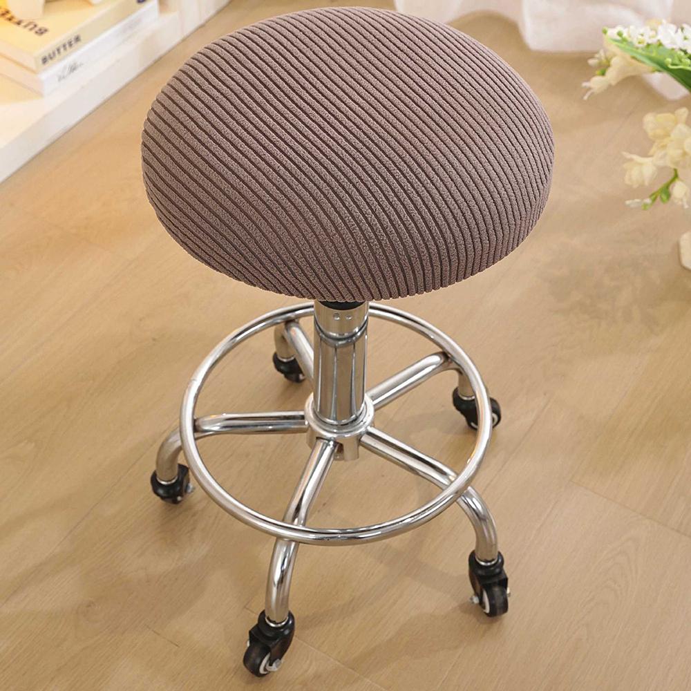 Stretchy Straight Stripes Round Bar Stool Cover Elastic Washable Seat Slipcover For Swivel Salon Chair Anti-Slip Chair Protector 3230₽