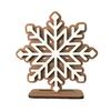 Wooden Snowflake Christmas Ornament Double-Layer 3D Design Hexagonal Shape Statue with Stable Base Table Decor