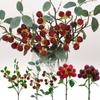 Bacche Rosse Lamponi Pianta Artificiale Foglie Verdi Accessori Frutta Finta Composizione Floreale DIY Rami di Lamponi Artificiali