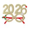 2026 Nyttårsfest Briller Lett Rød Glitter Brilleinnfatning med Snøfnugg Kristtorn Dekorasjon Festlig Paljett Hårbøyle