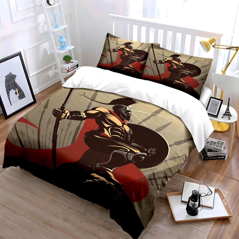 Warrior with spear motif. Bedding sets Duvet cover sets Duvet covers Pillowcases(1 * Duvet Cover 2 * Pillowcases without duvet insert)