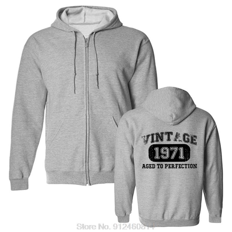 Vintage Geboren 1971 Essential Hoodie Vintage Grunge Jacke Reißverschluss Hoodie Kapuzenpullover Baumwolle Herrenbekleidung Harajuku Sweatshirt