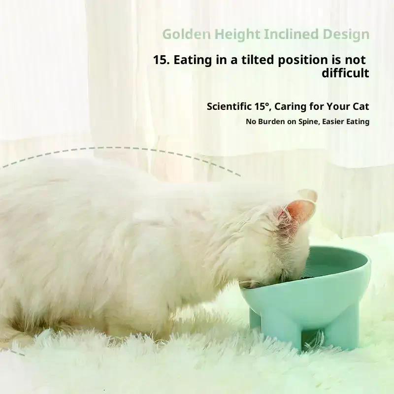 Elevated Cat Bowl with Stand Durable Plastic Pet Food And Water Dish Modern Neck-Friendly Design for Cats And Dogs