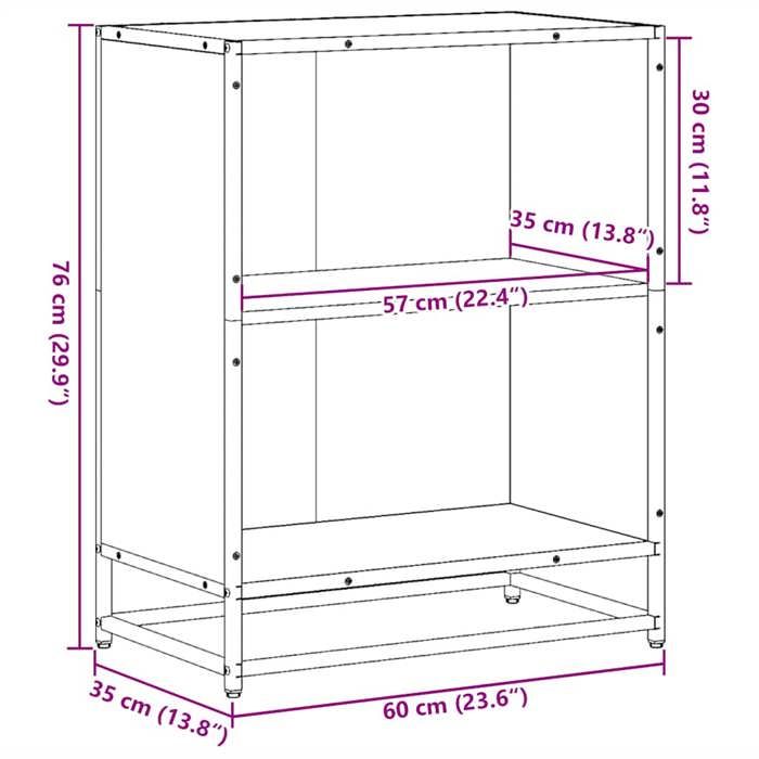 VidaXL Bookcase Black 60x35x76 Cm Engineered Wood, Bookcase, Room Divider, Divider, Storage Cabinet, 849099