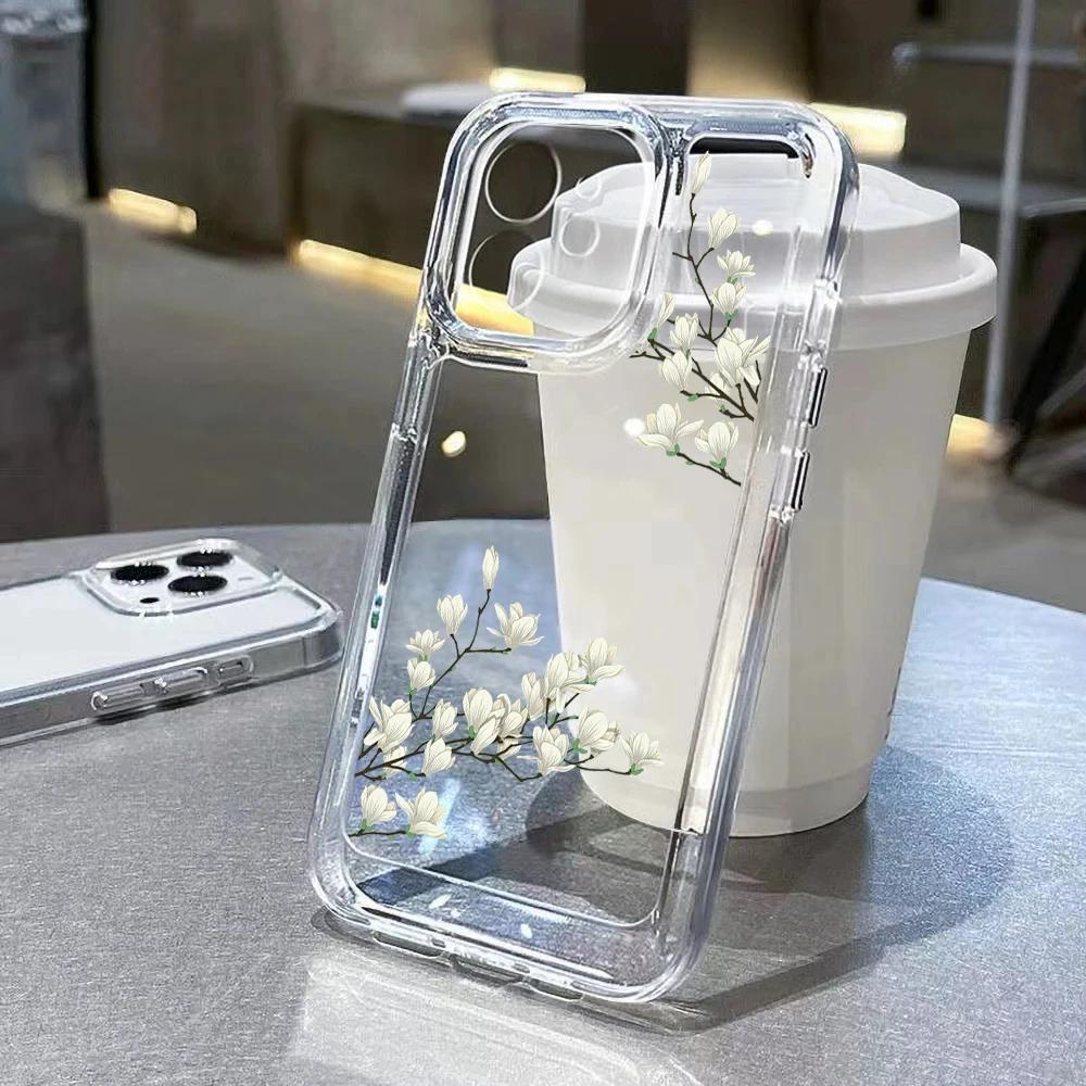 

Flower Soft Clear Phone Case For iPhone 11 12 Pro Max XR X XS 7 8 Plus Case For 15 14 13 Pro Max Soft Silicone Back Cover iPhone12 Mini