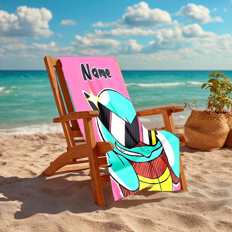 Personalized customized proof beach towel with Pokémon pattern - soft, absorbent,quick-drying,perfect swimming,camping&bathing