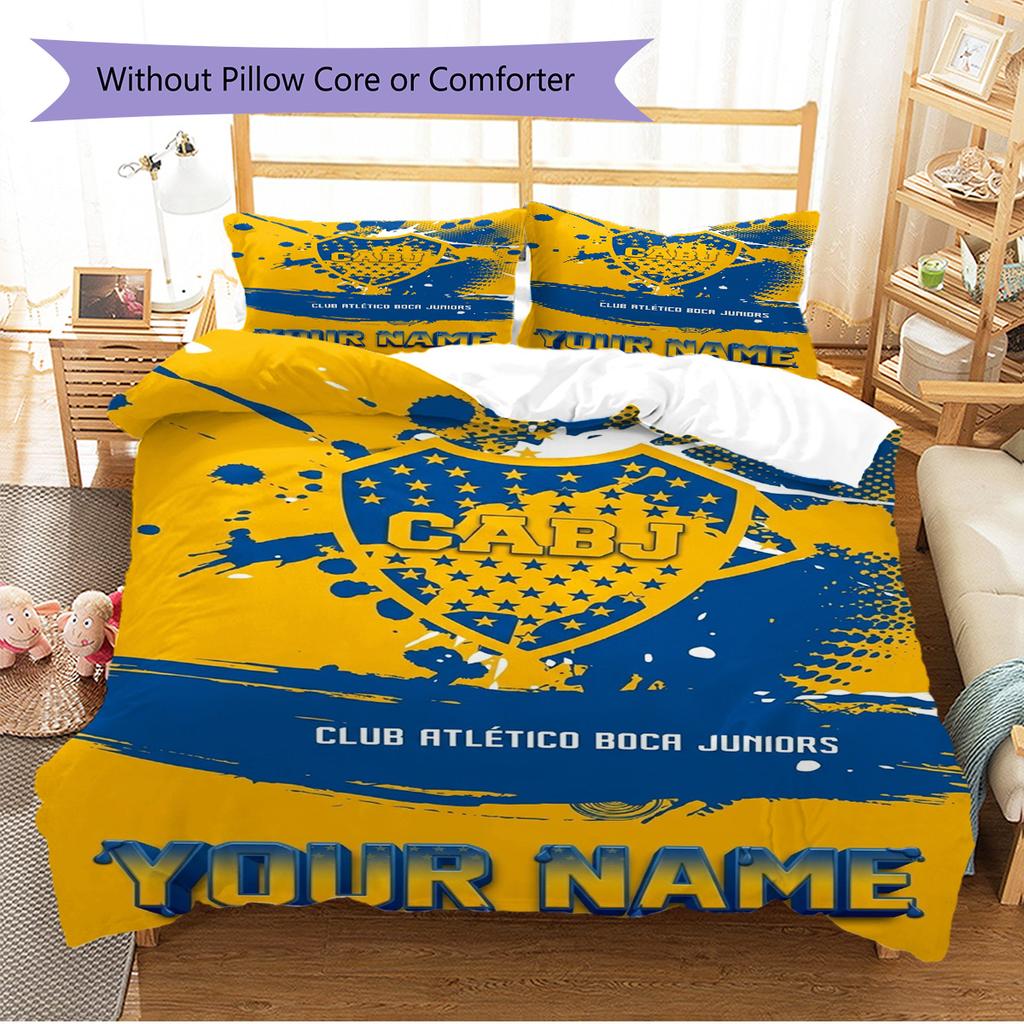 Name Custom Boca Juniors Pattern Bedding Set Quilt Cover Pillowcase Home Decor Gift (1 * duvet cover + 2 * pillowcase, without core)