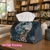 1pc, 2d Flat Printing, Tissue Box The Pattern of Wild Rabbits On the Grassland Under Moonlight Printed Tissue Box, Durable Decoration, Living Room, Be