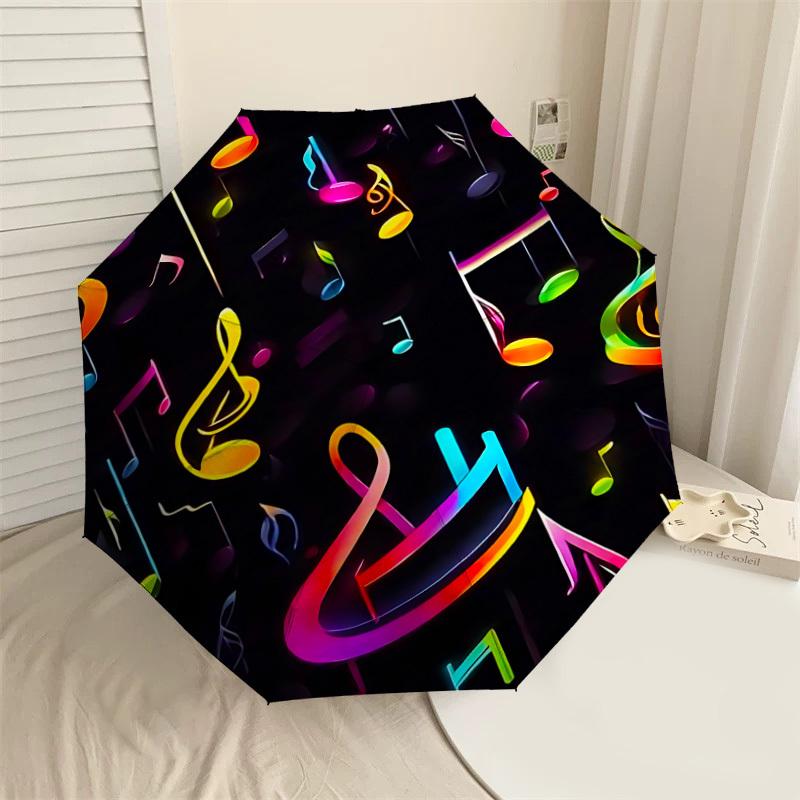 

1PC music notesAutomatic Open/Close Umbrella with Windproof, 8-Rib Sturdy Canopy, Durable Ribs, Fashionable Design, Outdoor Accessory, Fun Prin, Holid
