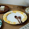 Keramikteller im europäischen Stil, Vintage, üppiger Blumendruck, westliches Essen, Speiseteller, Nachmittagstee, Dessertteller, Geschirr