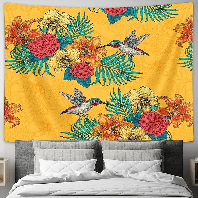 Botanical Tapestry Flower Wall Hanging Tropical Floral Wall Decor Nature Aesthetic Room Decor Bohemian Wall Art Large Tapestry D