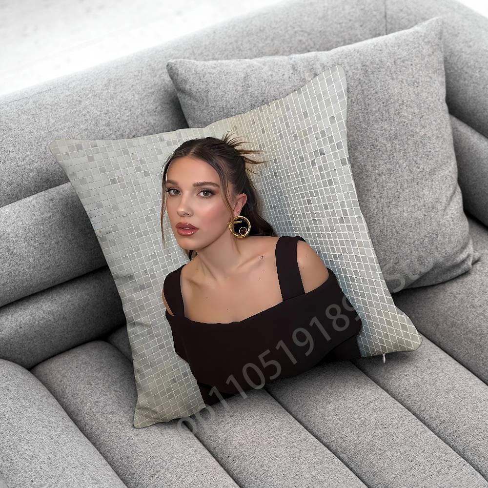 M-Millie Bobby Brown Throw Pillow Case For 55cm 30cm 50cm 45*45cm 40cm Square Chair Pillowcase Case