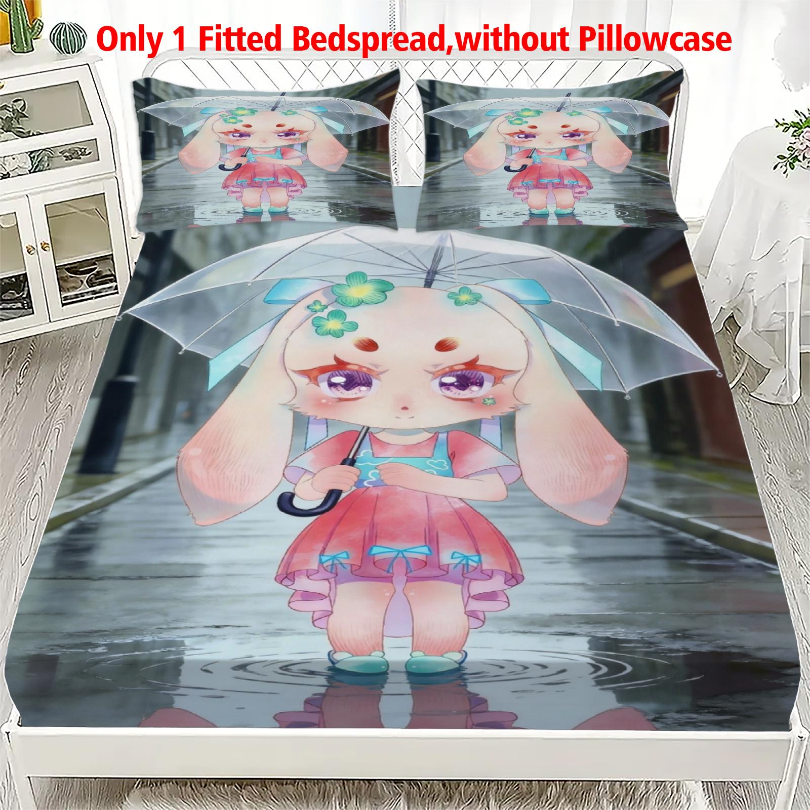 

3pcs Fitted Sheet Set Soft Fluff Town Lulu-Sleepy Bunny Breathable Fitted Sheet Set for Home Decor with 2 Pillowcases For Kids 90x200x25cm