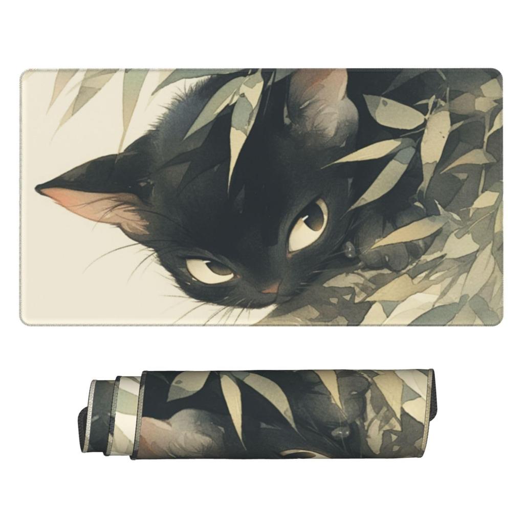 Mouse Pad Large Gaming Anime Cat Japanese Style Cat Japanese Pattern Mouse Mat Desk Mat Extra Large Large Keyboard Pad Rubber Sole ELECOM Optical