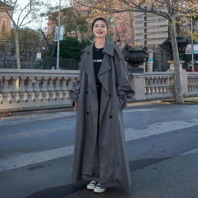 Women's Mid-Length British-Style Trench Coat, 2024 Spring/Autumn, Loose Korean Version, Over-the-Knee College Style.